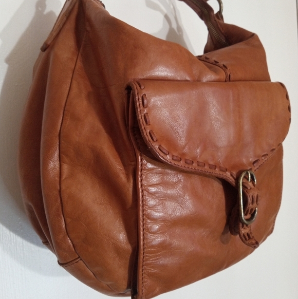 Genuine Artisan Hand Crafted Brown Leather Hobo Bag With Leather Stitch Detail - Picture 2 of 14